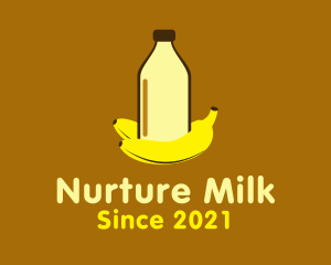 Banana Milk Bottle  logo design