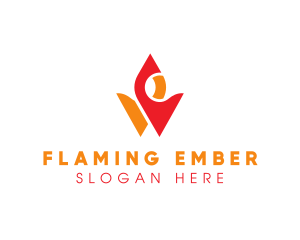 Burning Flame Letter W logo