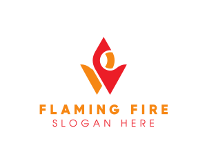 Burning Flame Letter W logo