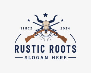 Animal Skull Hunting Rifle logo design