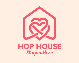 Pink House Heart  logo design