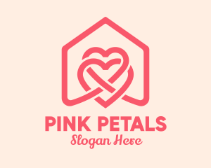 Pink House Heart  logo design