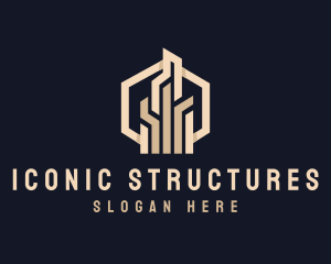 Hexagon Building Structure logo design