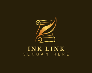 Quill Writing Scroll logo design