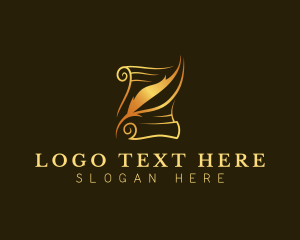 Composition - Quill Writing Scroll logo design