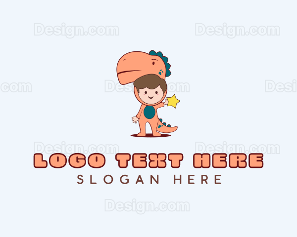 Kid Dinosaur Costume Party Logo