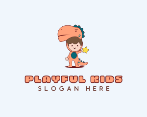 Kid Dinosaur Costume Party logo design