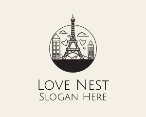 Paris Eiffel Love logo design