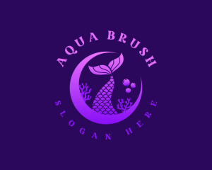 Coral Moon Mermaid logo design