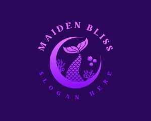 Coral Moon Mermaid logo design