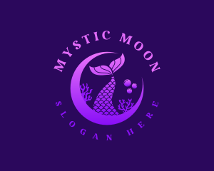 Coral Moon Mermaid logo design