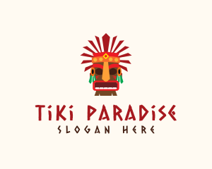 Tiki Feather Mask logo design