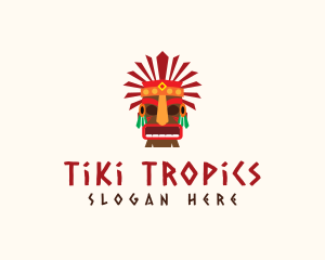 Tiki Feather Mask logo design