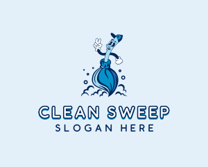 Janitorial Cleaning Mop logo design