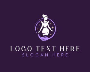 Maid Cleaning Broom logo