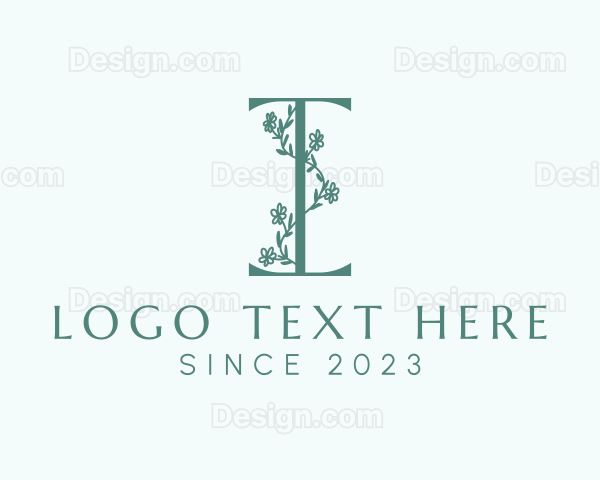 Vine Flower Letter I Logo