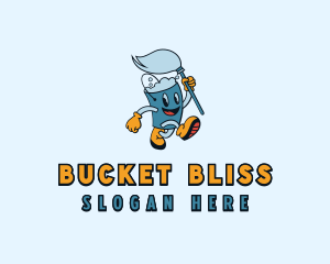 Cleaning Bucket Mop logo design