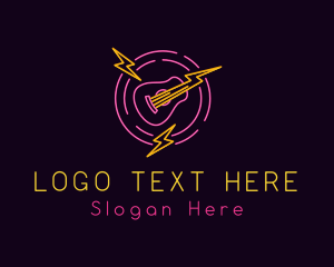 Album - Neon Electric Guitar logo design