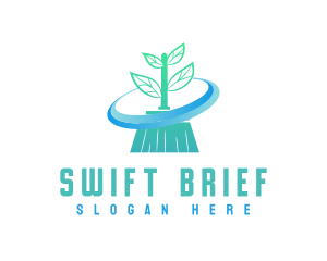 Plant Broom Swift Clean logo design