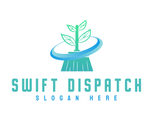 Plant Broom Swift Clean logo design