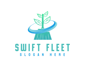 Plant Broom Swift Clean logo design