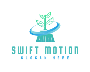 Plant Broom Swift Clean logo design