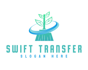 Plant Broom Swift Clean logo design