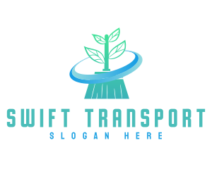 Plant Broom Swift Clean logo design