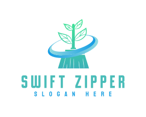 Plant Broom Swift Clean logo design