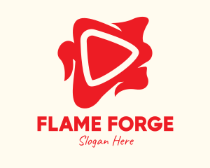 Red Fiery Media Player logo design