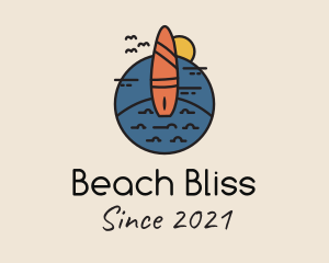 Beach Surfing Surfboard logo design