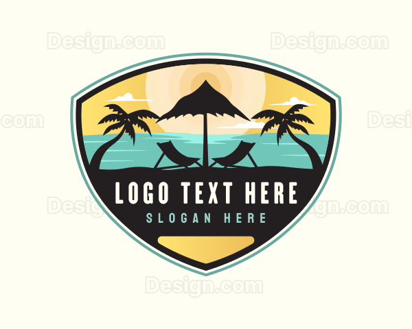 Beach Summer Vacation Badge Logo