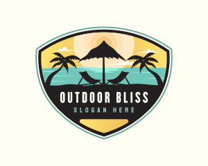 Beach Summer Vacation Badge logo design