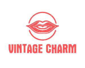 Vintage Kiss Lips logo design