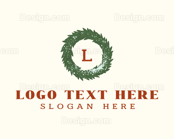 Winter Christmas Wreath Lettermark Logo