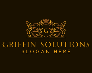 Shield Griffin Crest logo design