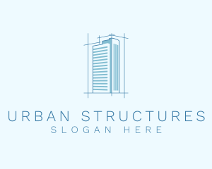 Building Architecture Blueprint logo design