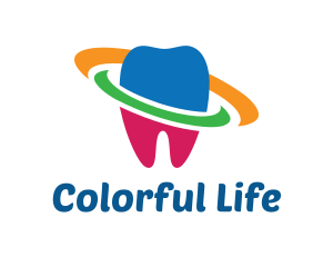 Colorful Tooth Planet logo design