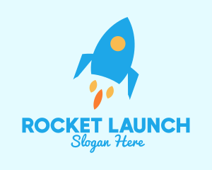 Blue Rocket Ship logo design