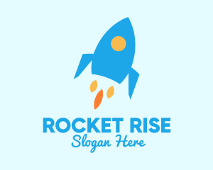 Blue Rocket Ship logo design