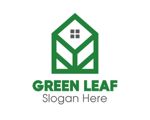 Geometric Leaf House logo design