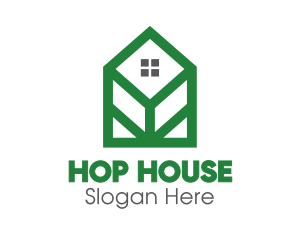 Geometric Leaf House logo design