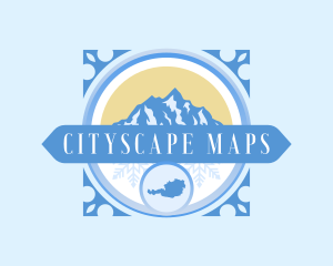 Austria Map Alps logo design