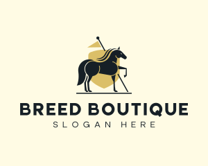 Horse Racing Shield Flag logo design