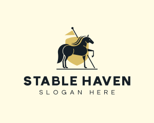 Horse Racing Shield Flag logo design