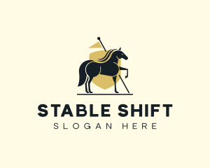 Horse Racing Shield Flag logo design