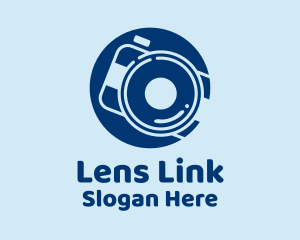 Blue Photo Camera Lens  logo design