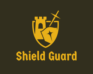 Turret Shield Sword logo design