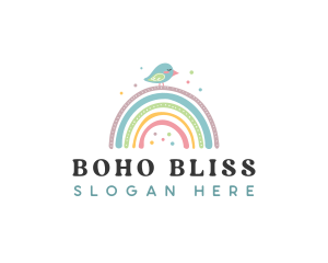 Rainbow Boho Bird logo design