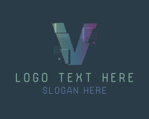 Modern Glitch Letter V logo